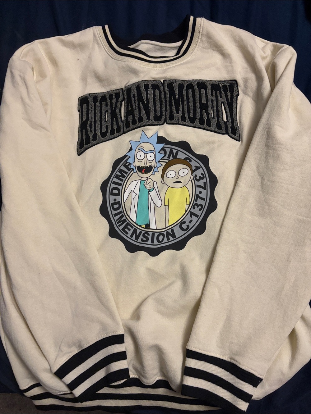 Rick and Morty Graphic Crewneck Sweater - Cream with Black Trim